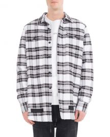 Diagonal Arrows Distressed Check Shirt at Neiman Marcus